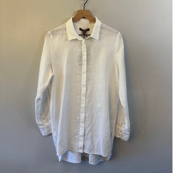 Women's Tommy Bahama White Two Palms LS Linen Tunic Button Down Size Large NWT - Picture 4 of 6